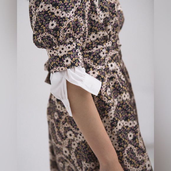 🆕 SANDRO Enrika Paisly -Print Silk Midi Multicolore Floral Wrap Belted Dress💃 - Picture 1 of 12